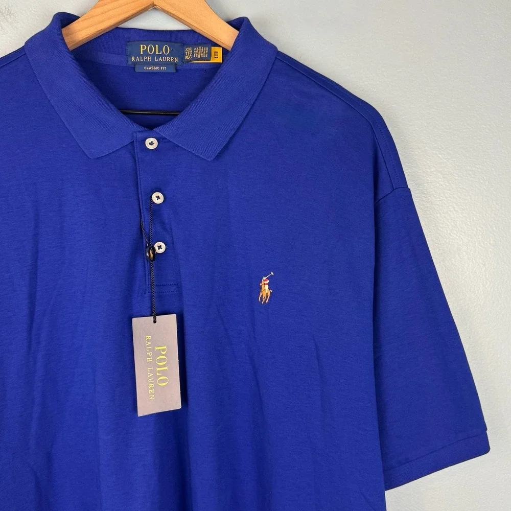 Polo Ralph Lauren Classic Fit Pique Polo Shirt Mens XXL Blue Short Sleeve Pony